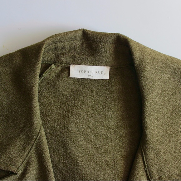 SOPHIE RUE Sleeveless Army Green Vest w/ Tie - Picture 3 of 7